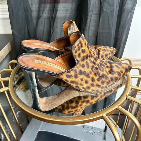 Veronica Beard Leopard Print Pony Hair Mules - Picture 3 of 5